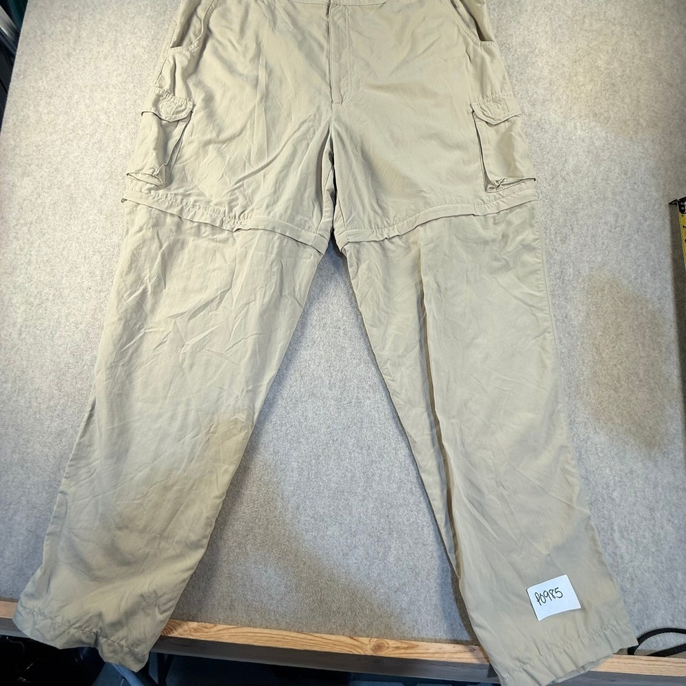 Sportif USA Mens XL Tan Nylon Convertible Zip Off Cargo Hiking Pants Khaki
